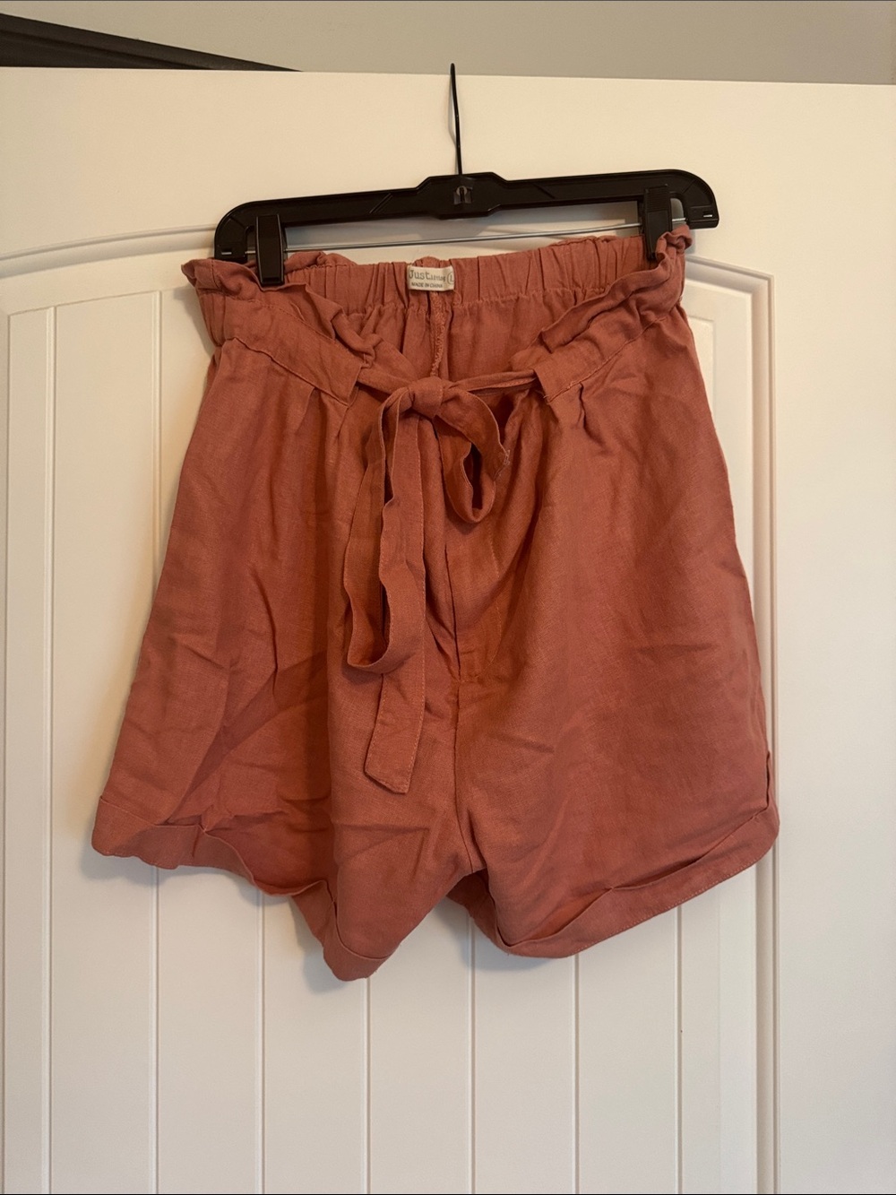 Just Living High-Waist Tie-Belt Shorts in Rosewood